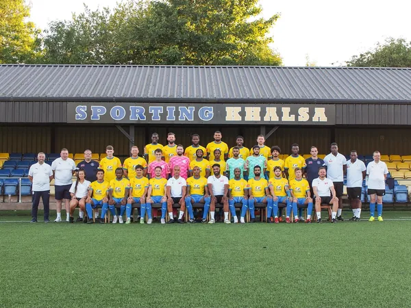 Sporting Khalsa FC first team squad and staff team photograph